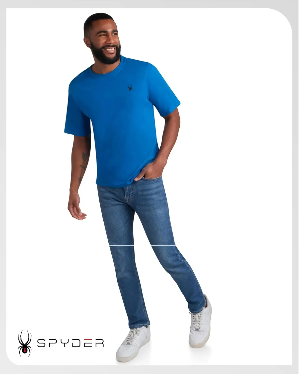 Spyder Mens T-Shirts - Soft Cotton Blend Jersey Crewneck Short Sleeve Shirts for Men, Casual Shirts for Workout & Daily Wear