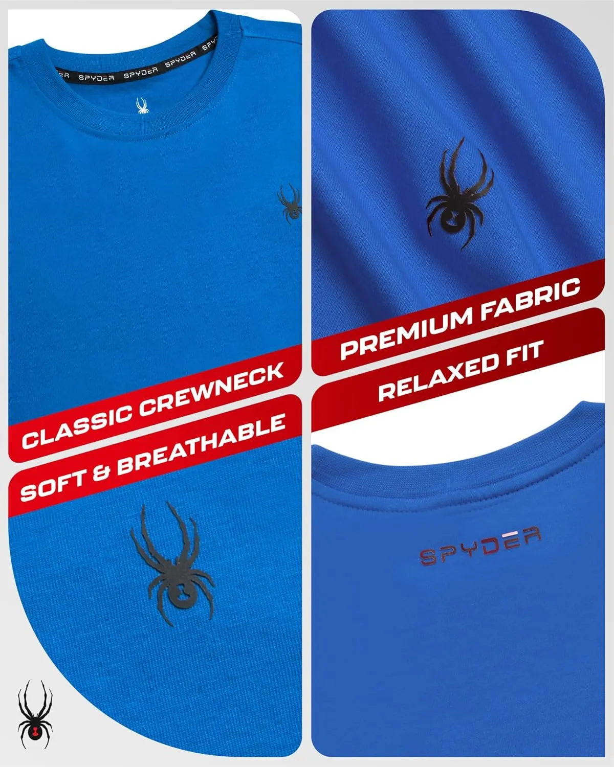 Spyder Mens T-Shirts - Soft Cotton Blend Jersey Crewneck Short Sleeve Shirts for Men, Casual Shirts for Workout & Daily Wear