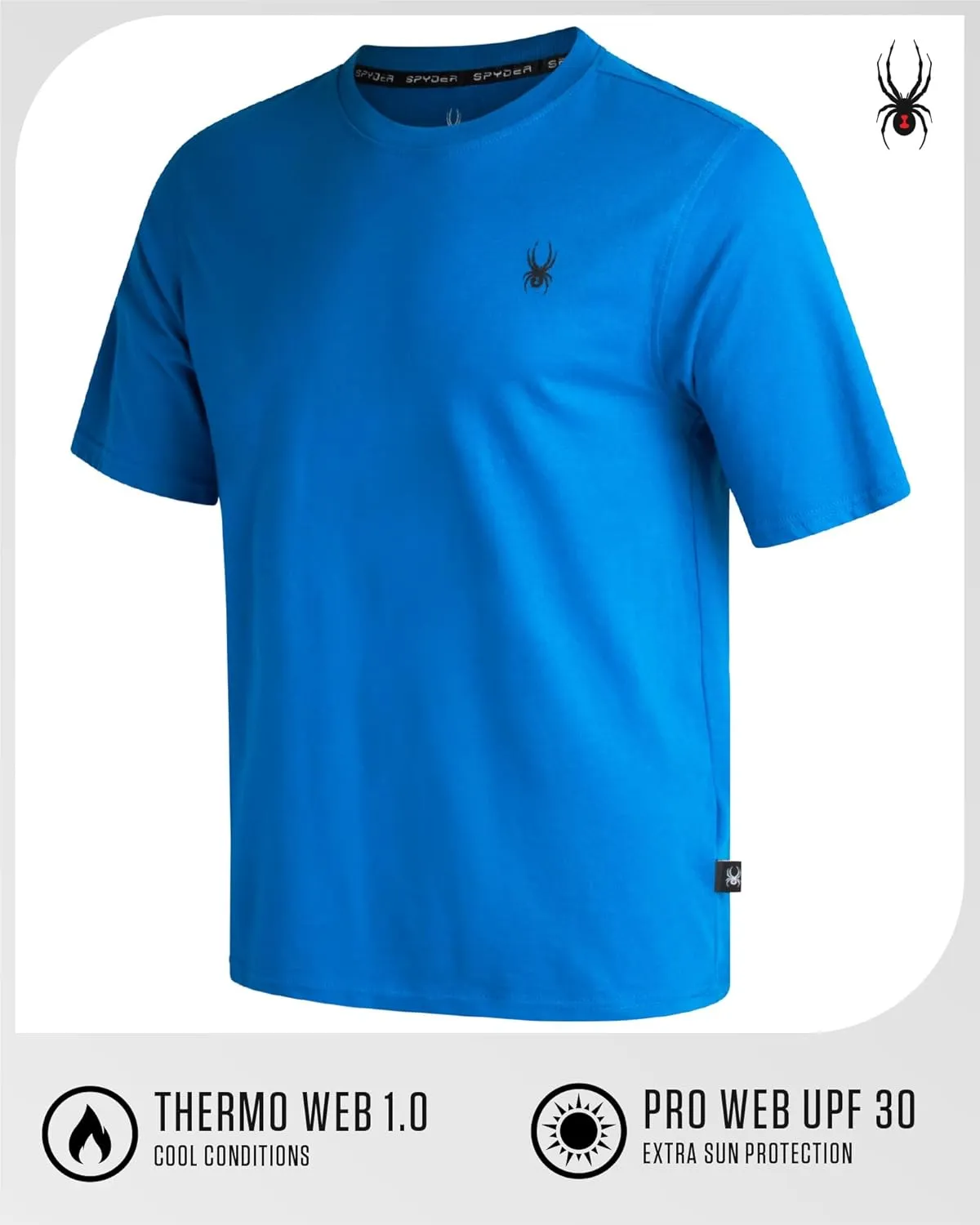 Spyder Mens T-Shirts - Soft Cotton Blend Jersey Crewneck Short Sleeve Shirts for Men, Casual Shirts for Workout & Daily Wear