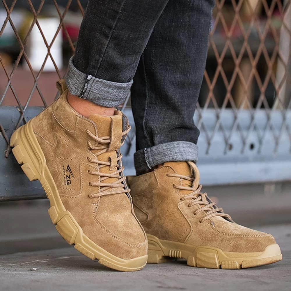 Steel Toe Shoes for Men Lightweight Comfortable,Lightweight Work Safety Sneakers Anti-Smash Anti-Puncture Breathable Slip Resistant Construction Work Shoes Indestructible Shoes,