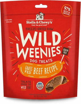 Stella & Chewy's Freeze-Dried Raw Wild Weenies Dog Treats – All-Natural, Protein Rich, Grain Free Dog & Puppy Treat – Great for Training & Rewarding – Grass-Fed Beef Recipe – 3.25 oz Bag