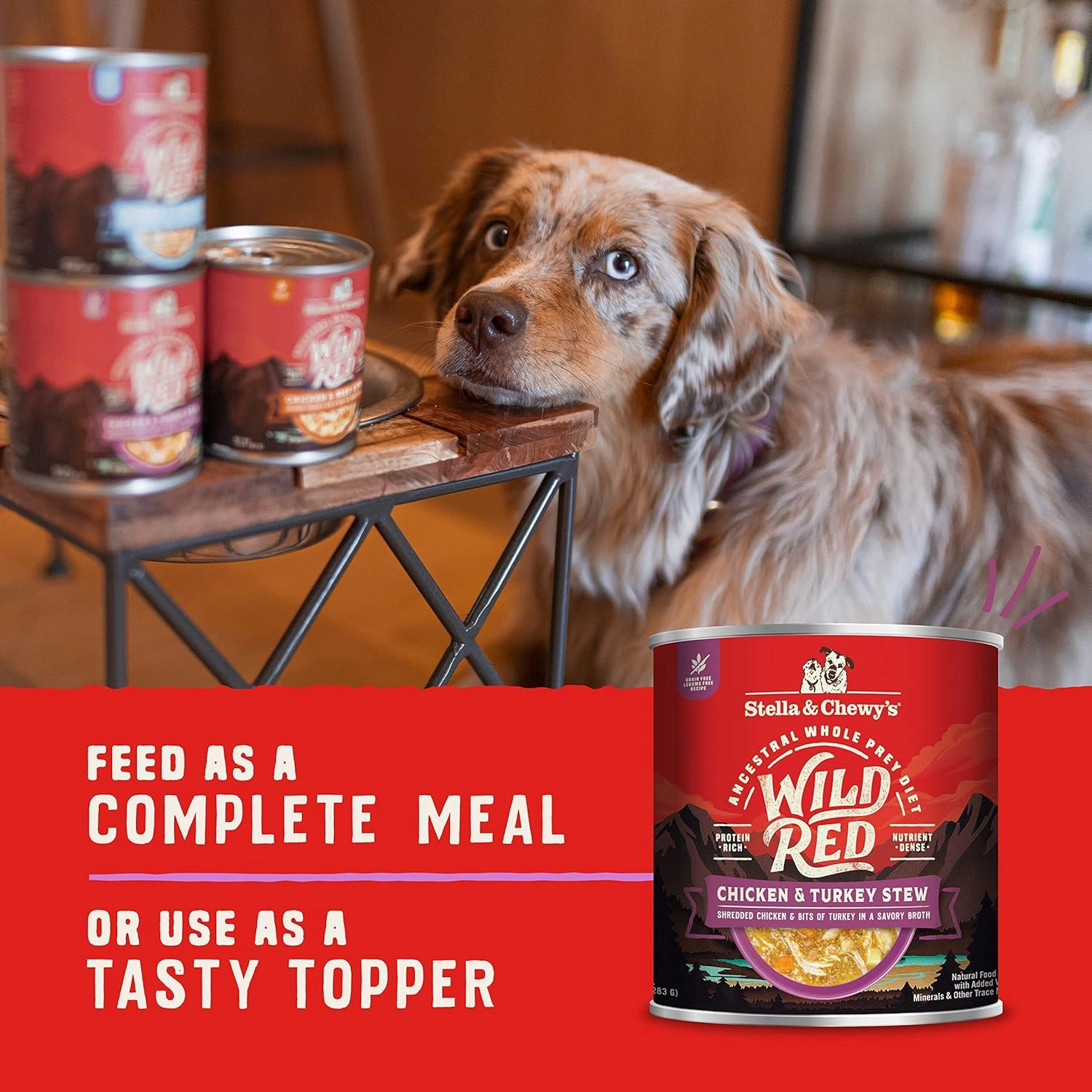 Stella & Chewy's Wild Red Wet Dog Food Chicken & Turkey Stew High Protein Recipe, 10 Ounce (Pack of 6)