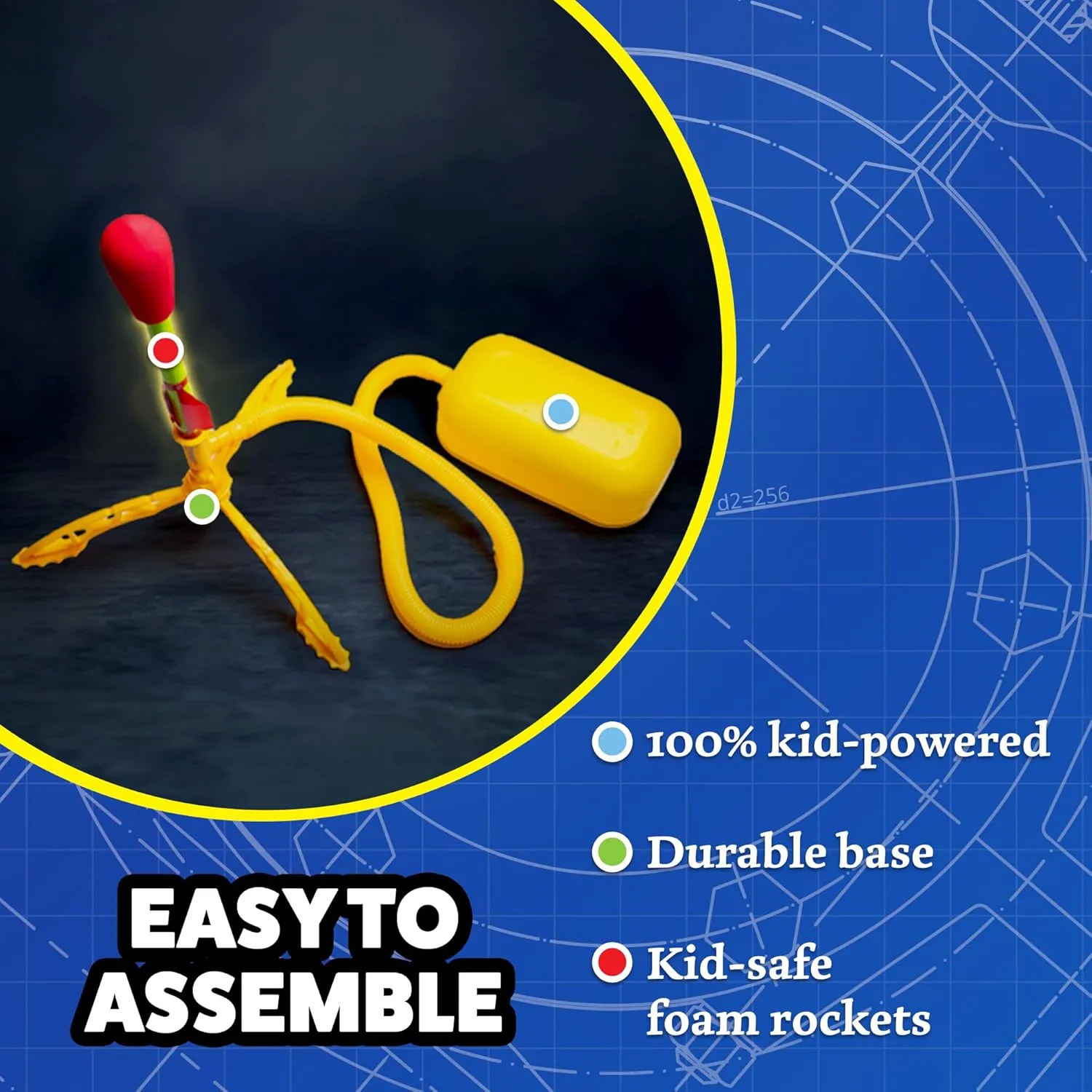 Stomp Rocket Ultra LED Rocket Launcher for Kids, 6 LED Foam Tipped Rockets - Fun Backyard & Outdoor Kids Toys Gifts for Boys & Girls - Toy Foam Blaster Set - Multi-Player Adjustable Launch Stand