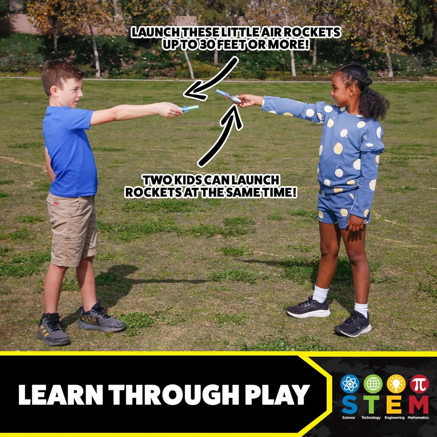 Stomp Rocket Squeeze Rocket 8 Player Party Pack - Includes 8 Launchers, 40 Soft Foam Rockets - Rocket Launcher STEM Gift - Ages 4 & Up - Fun Backyard & Outdoor Kids Toys Gifts for Boys & Girls