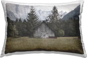 Stupell Industries Mountain Forest Cabin Design by Susan Ball Outdoor Printed Throw Pillow, 14 x 7 x 20, Green
