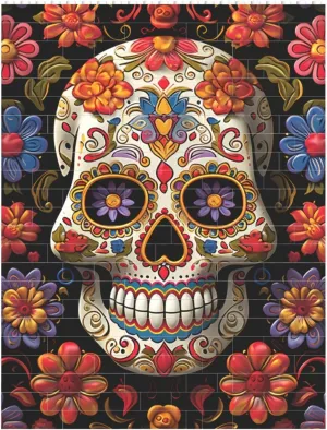 Sugar Skulls Building Block Puzzle Personalized Building Bricks for Adults Square Shaped Block Puzzle Building Brick Block Puzzles Valentine's Day Gifts for Home Decor Brick Puzzle