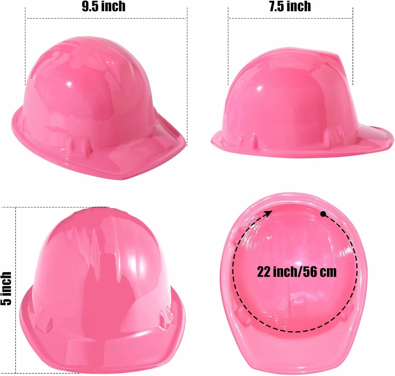 Sumind 48 Packs Construction Party Hats Kids Plastic Worker Helmet Bulk Toy for 3-8 Years Children Dress up Party Supplies(Pink)