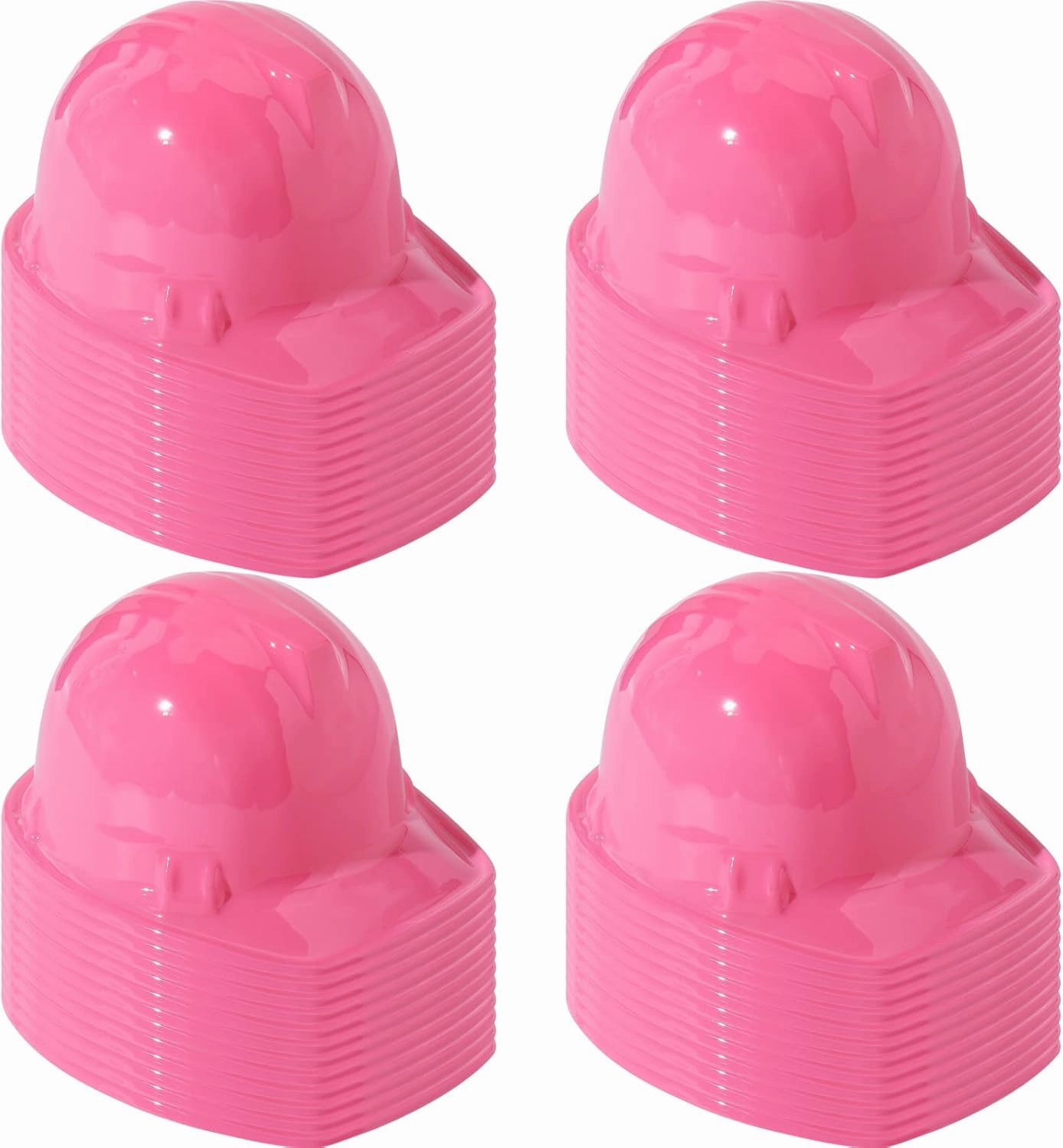 Sumind 48 Packs Construction Party Hats Kids Plastic Worker Helmet Bulk Toy for 3-8 Years Children Dress up Party Supplies(Pink)