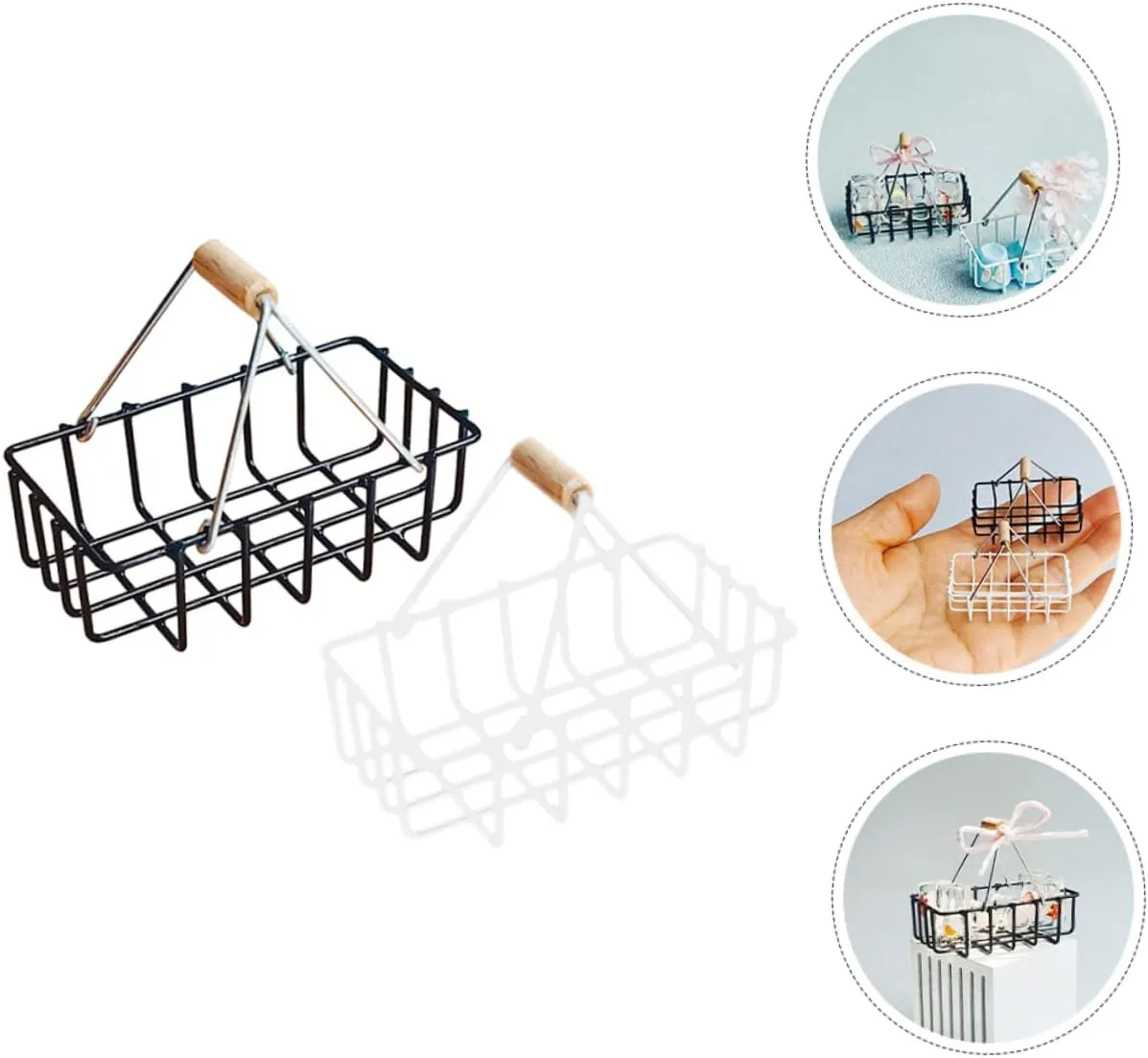 SUPVOX 6pcs Mini Storage Basket Model Doll House Decor Baskets Realistic Design for Creative Play for Educational Use Boys and Girls Imagination Development