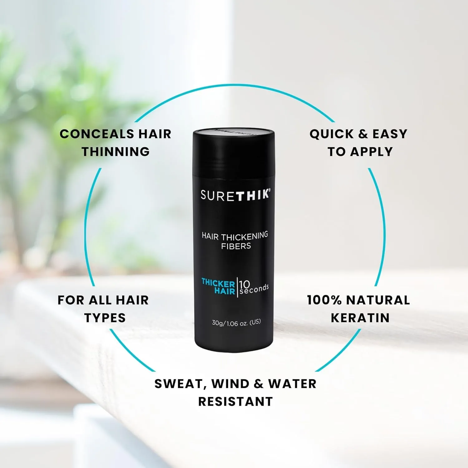 SureThik Hair Thickening Fibers (30g, Grey) - Lightweight Volume Maximizer & Building Hair Fibers for Thinning Hair