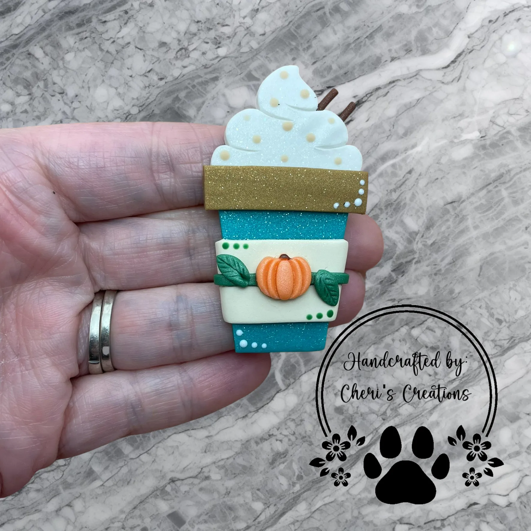 Sweet Pumpkin Spiced Latte Polymer Clay Embellishment