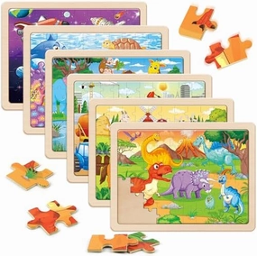 SYNARRY Wooden Puzzles for Kids Ages 4-6, 6 Packs 60 PCs Jigsaw Puzzles Preschool Educational Toys Gifts for Children Ages 4-8, Kids Puzzles for 4  Year Olds Boys Girls, Wood Puzzles Ages 3 4 5 6 7 8