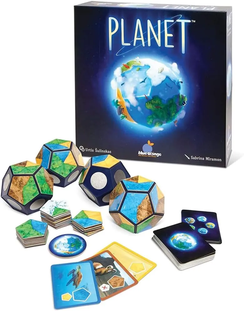 Tabletop Strategy Game, Award Winning, Kid Teen Family Adult Game Nights and Party, 3D World Map Building, 2-4 Players, Ages 8 , Planet by Blue Orange Games