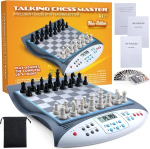 Talking Chess Master Electronic Chess Set with 2000 ELO Rating, Great for Brain Strategy Training, Strong Magnetic Chess Computer Game, 1-2 Player, Ideal Electronic Chess Board Gift for Kids Teenagers
