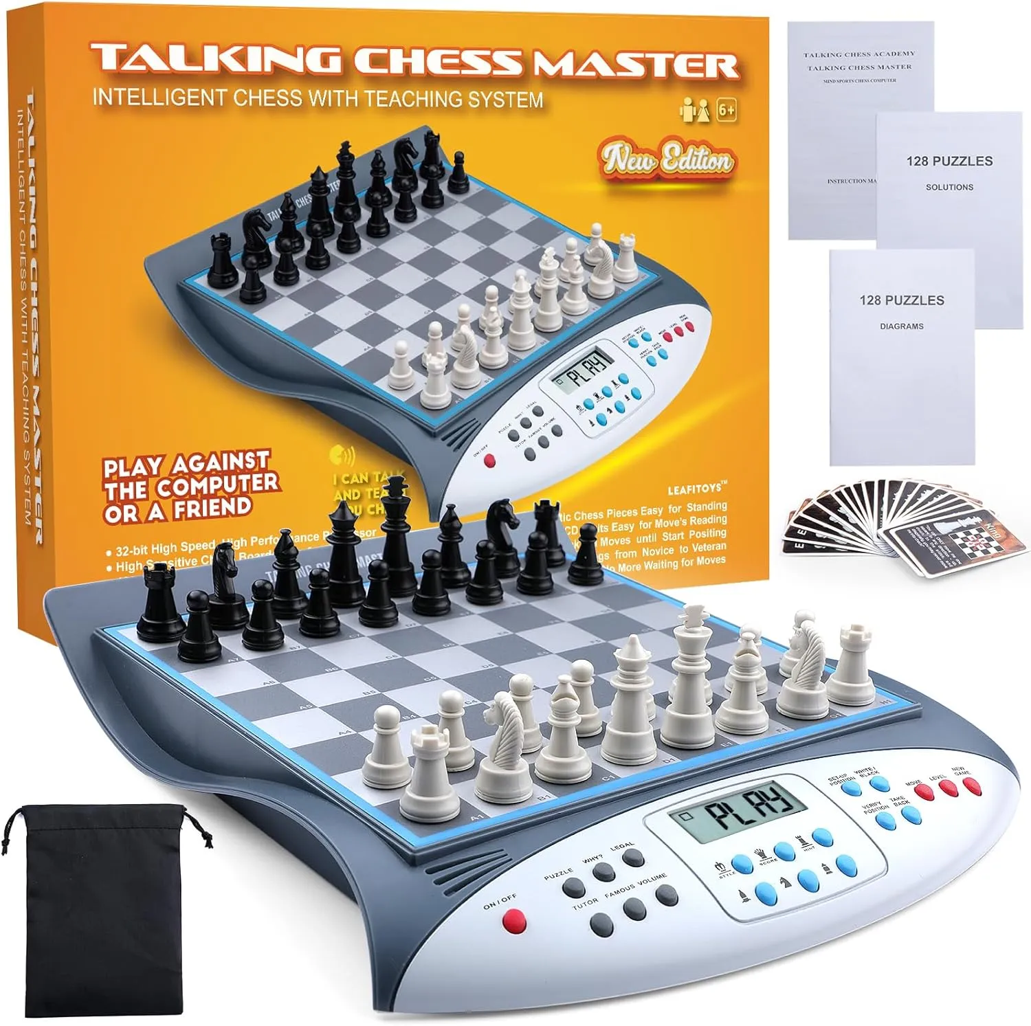 Talking Chess Master Electronic Chess Set with 2000 ELO Rating, Great for Brain Strategy Training, Strong Magnetic Chess Computer Game, 1-2 Player, Ideal Electronic Chess Board Gift for Kids Teenagers