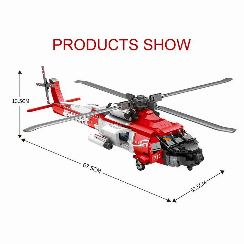 Tech HH-60J Search And Rescue Helicopter Bricks Toy