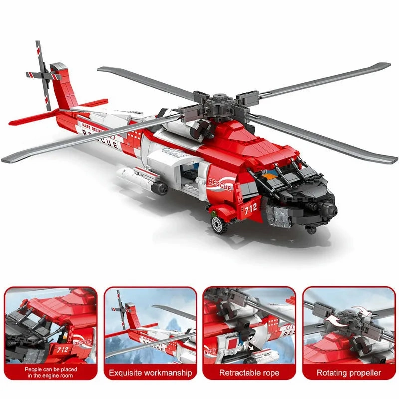 Tech HH-60J Search And Rescue Helicopter Bricks Toy