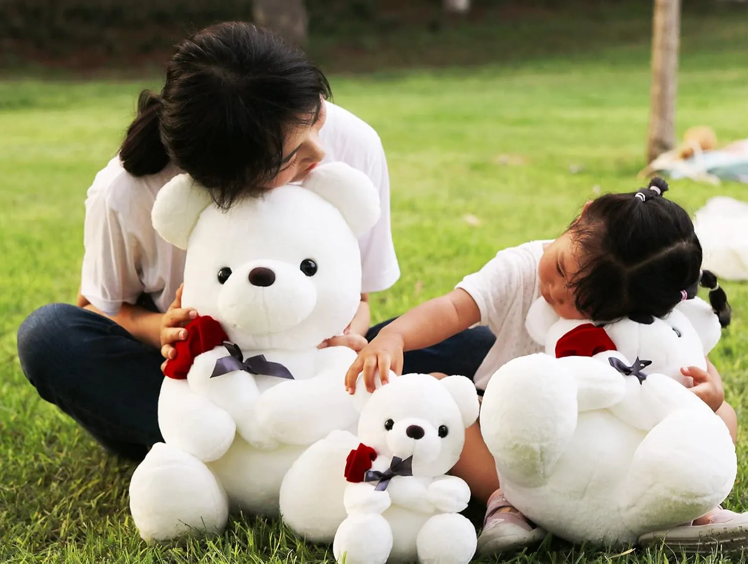 Teddy Bear Plush Stuffed Animal,Cute Teddy Bear with Rose,Sweet Rose Bear Gift for Your Loved One, Teddy Bear for Girlfriend Kids Birthday, Valentine, Christmas(13.7 inches, White)