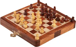 The House of Staunton Folding Wooden Magnetic Travel Chess Set - 5"