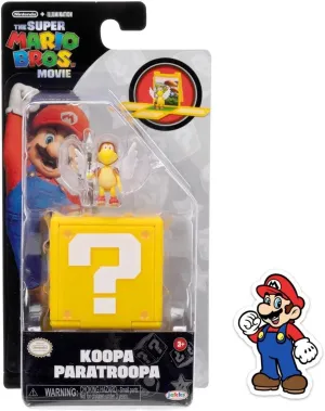 THE SUPER MARIO BROS. MOVIE 1.25 inch Mini Figure with Question Block with Sticker Combo Pack (Koopa Paratroopa para Troopa)