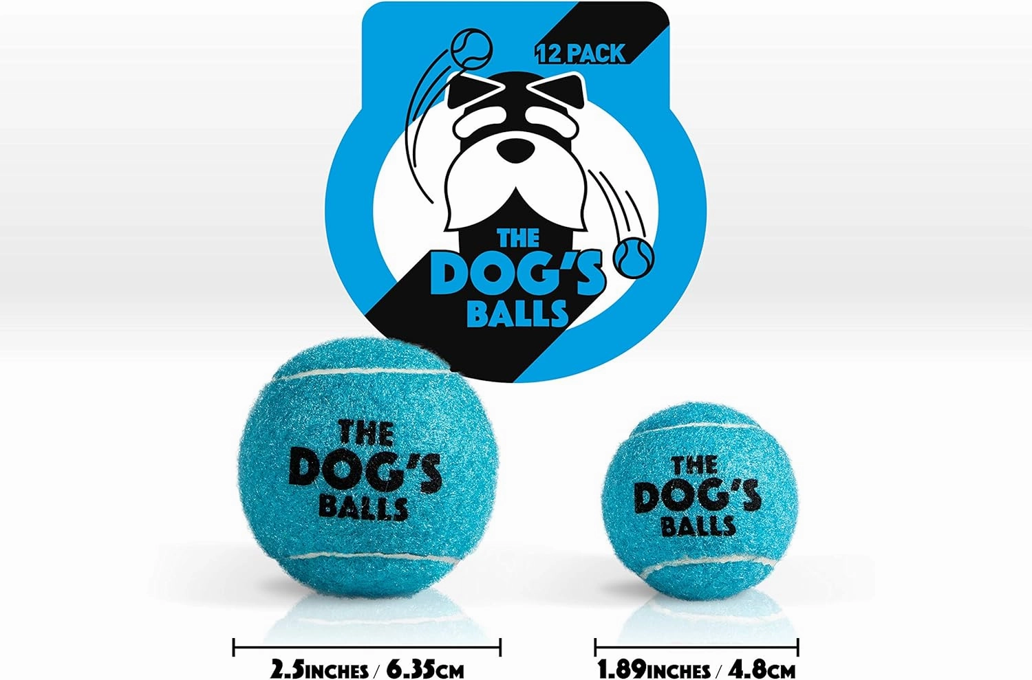 The Dog's Balls, Dog Tennis Balls, 12-Pack Blue, 2.5 Inches Diameter Dog Toy, Strong Dog & Puppy Ball for Training, Play, Exercise & Fetch