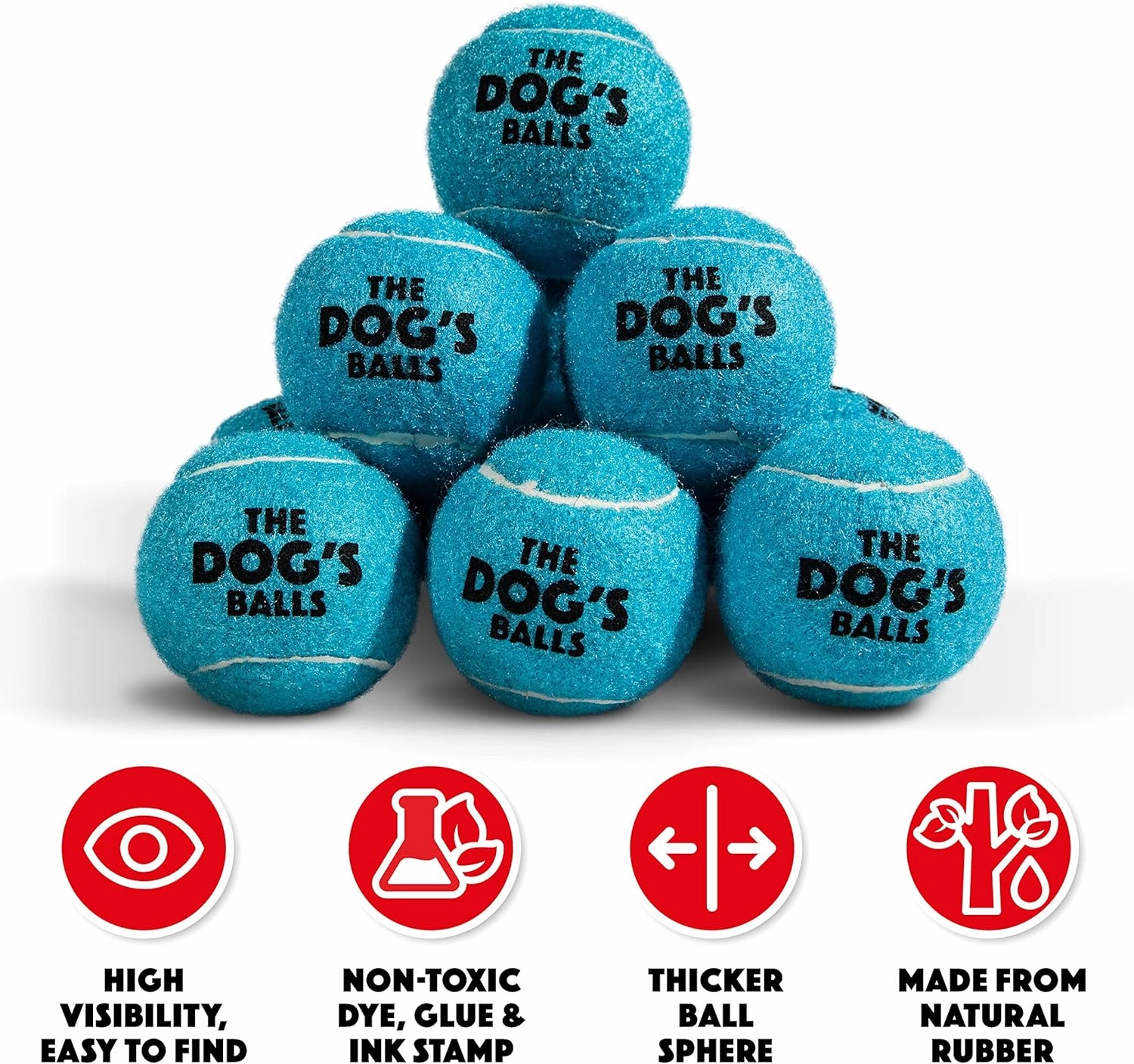 The Dog's Balls, Dog Tennis Balls, 12-Pack Blue, 2.5 Inches Diameter Dog Toy, Strong Dog & Puppy Ball for Training, Play, Exercise & Fetch