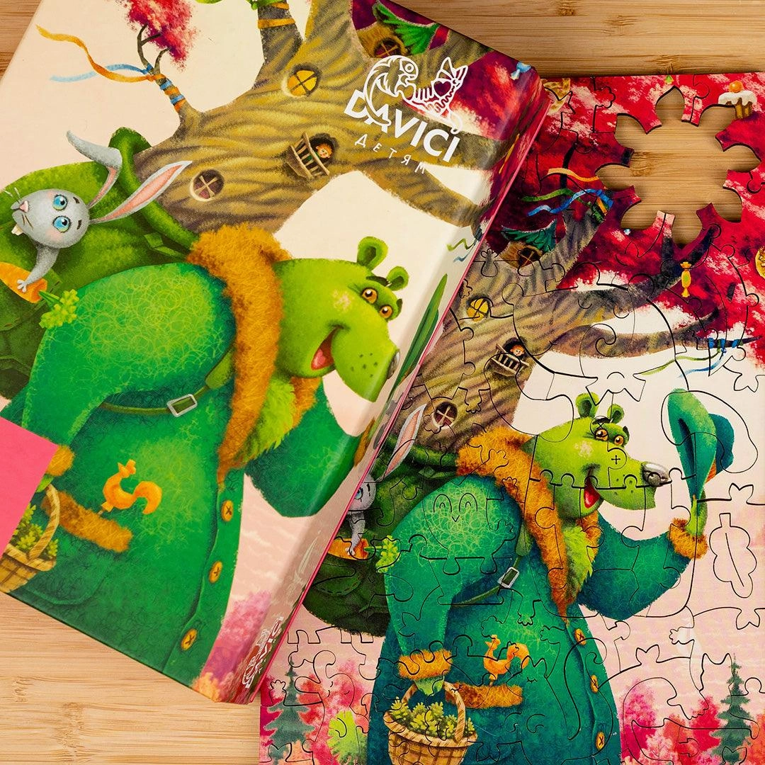 The Green Bear, 80 wooden puzzles  - DaVICI