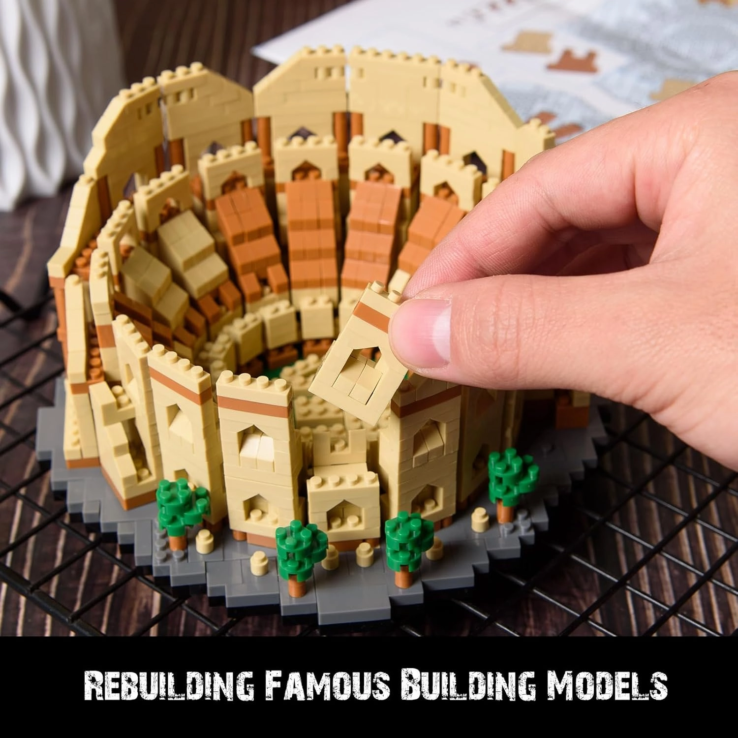 The Roman Colosseum Famous Landmark Model Set, 1500 pcs World Architecture Mini Diamond Blocks Bricks, Building Toy 3D Puzzle for Adults 14 Teens