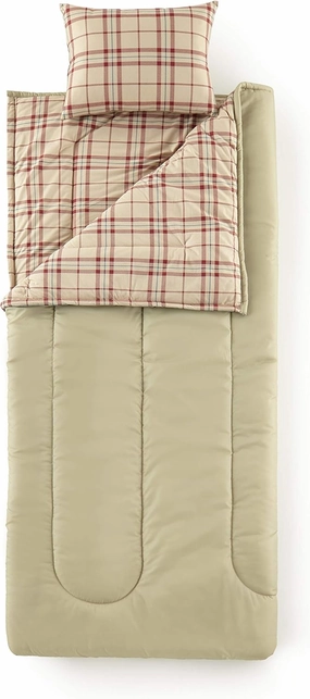 Thermee Micro Flannel Sleeping Bag, One Size, Tan/Fashion Plaid