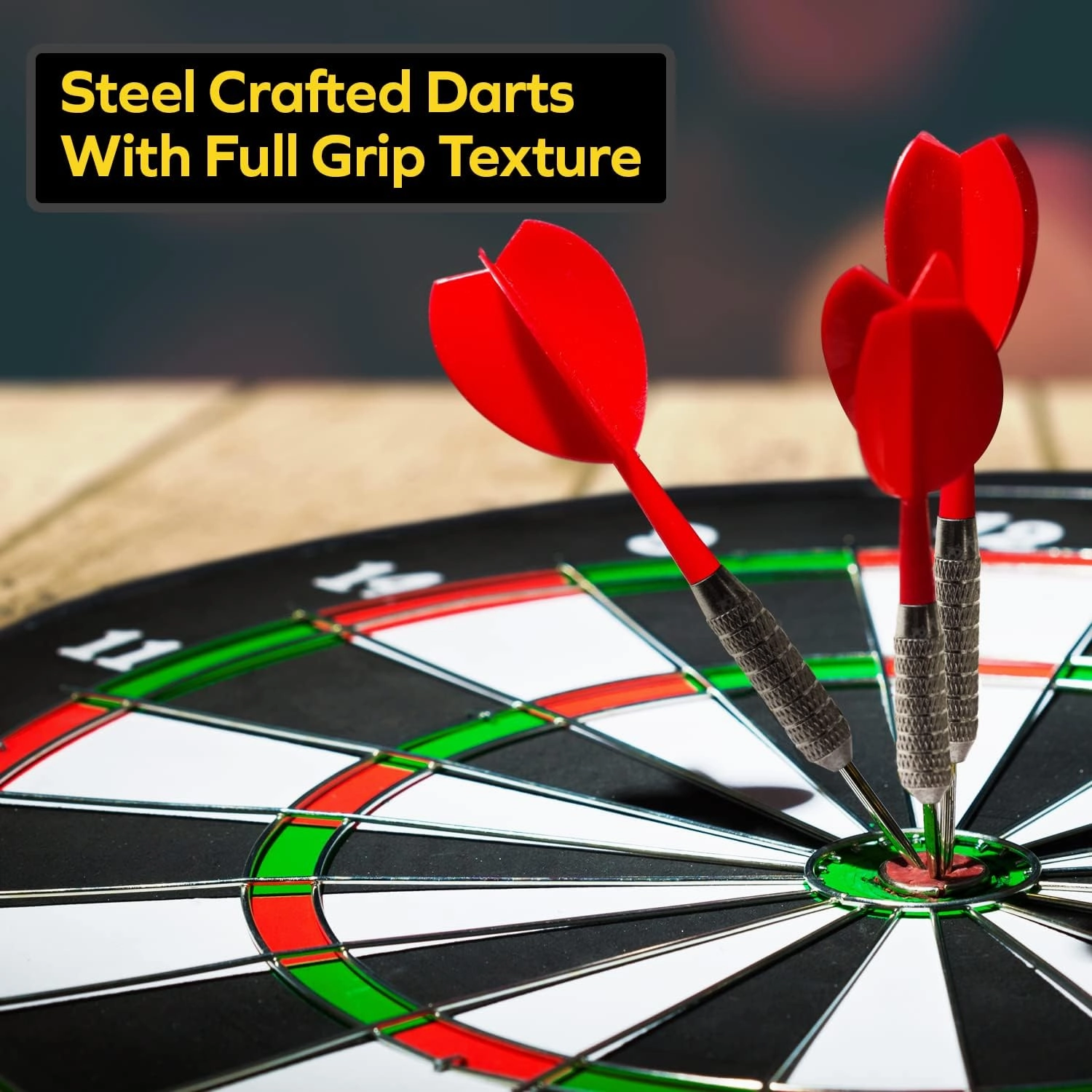 THOUSAND OAKS BARREL CO. Personalized Dartboard & Cabinet Set - Dart Board for Adults - 6 Steel Tip Darts - Eraser & Chalk Scoreboard for Darts