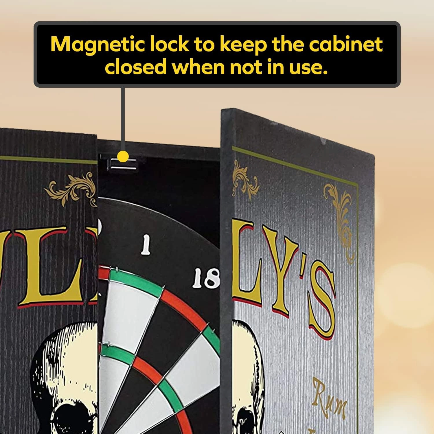 THOUSAND OAKS BARREL CO. Personalized Dartboard & Cabinet Set - Dart Board for Adults - 6 Steel Tip Darts - Eraser & Chalk Scoreboard for Darts