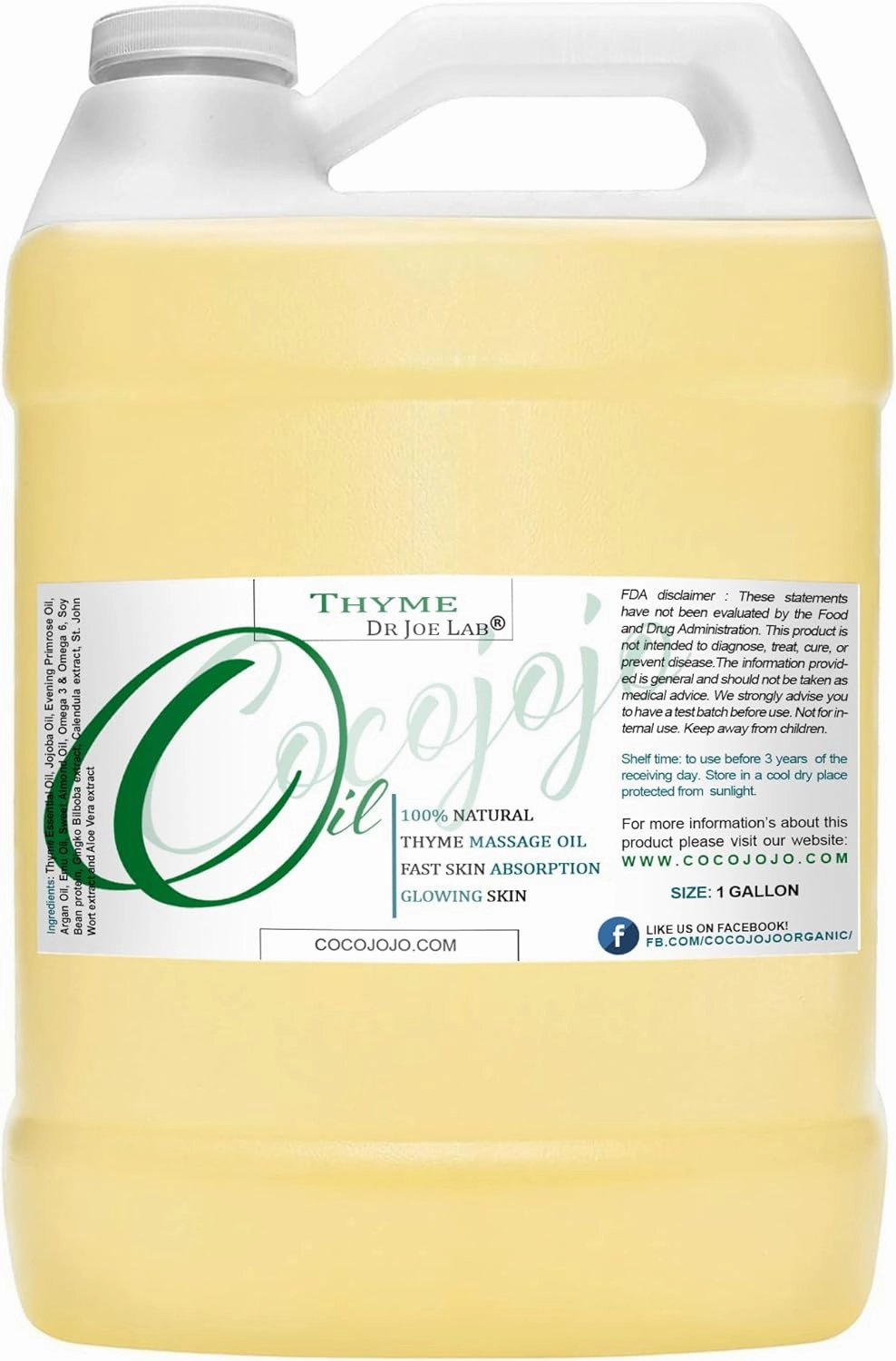 Thyme Essential Oil Blend | Nourish and Strengthen | Blend of: Jojoba, Evening Primrose, Argan Oil and All Natural Plant Extracts | 1 Gallon / 128 oz