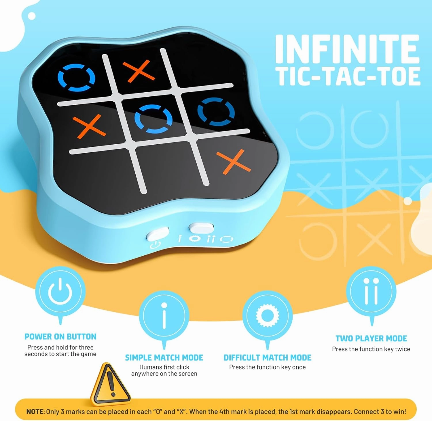 Tic Tac Toe Game, 3-in-1 Electronic Handheld Games Console for Kids Memory Growth, Portable Puzzle Travel Games,Board Game for Kids and Adults, Christmas and Birthday Gifts for All Ages 3 