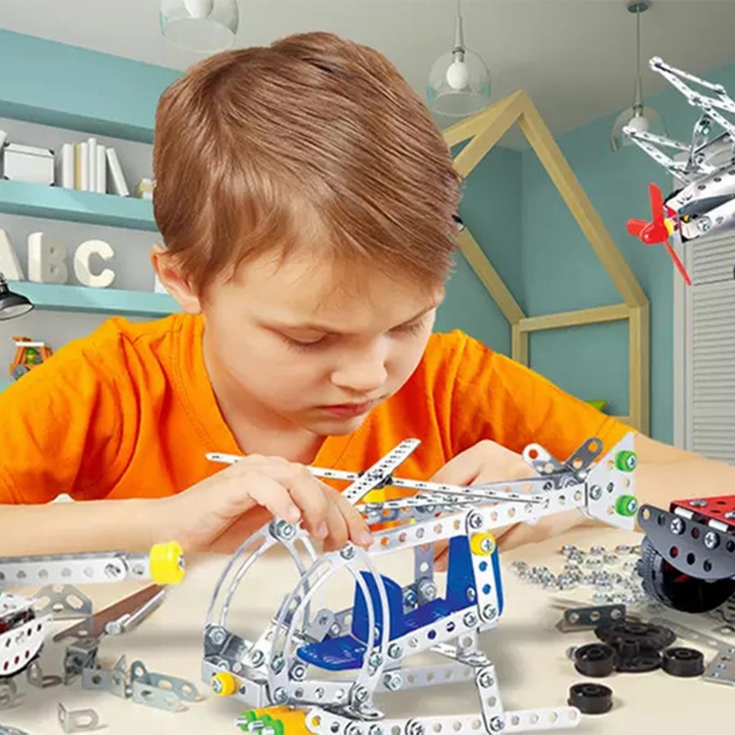 Tobar Build And Play Super Puma Style Helicopter Metal Construction Play Set