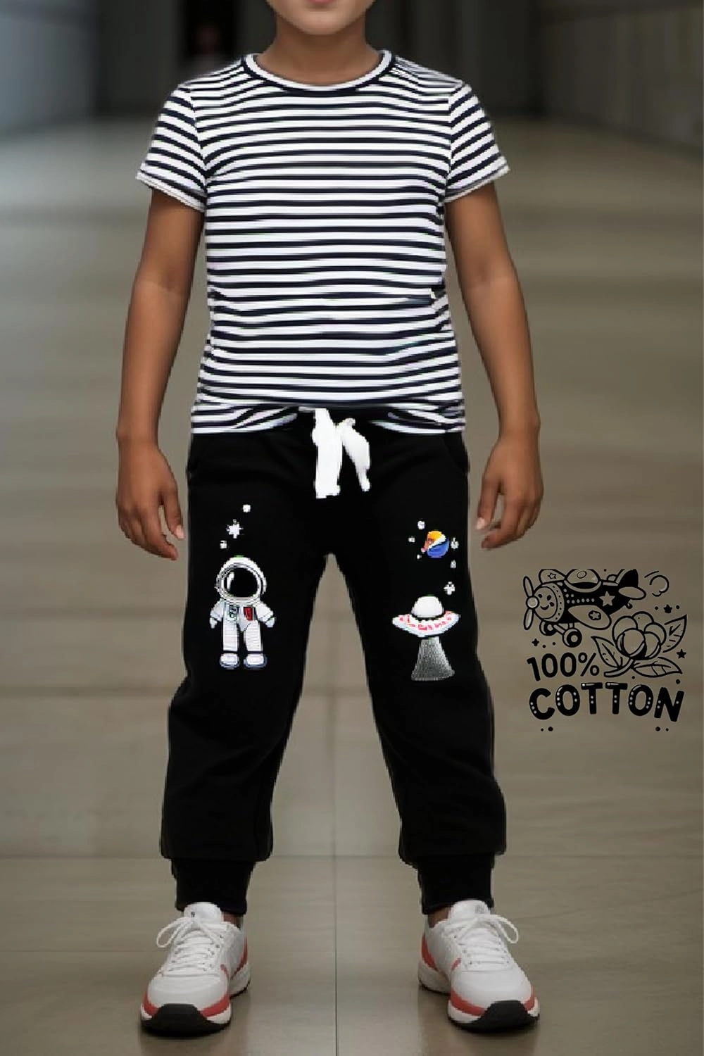 Toddler Boys Animal 3D Knee Knit French Terry Jogger/Pants - Pure Cotton