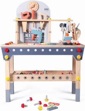 Toddler Workbench, Large Wooden Play Tool Workbench Set for Kids, Construction Workshop Tool Bench Toys Gift, Multicolor, The for Child