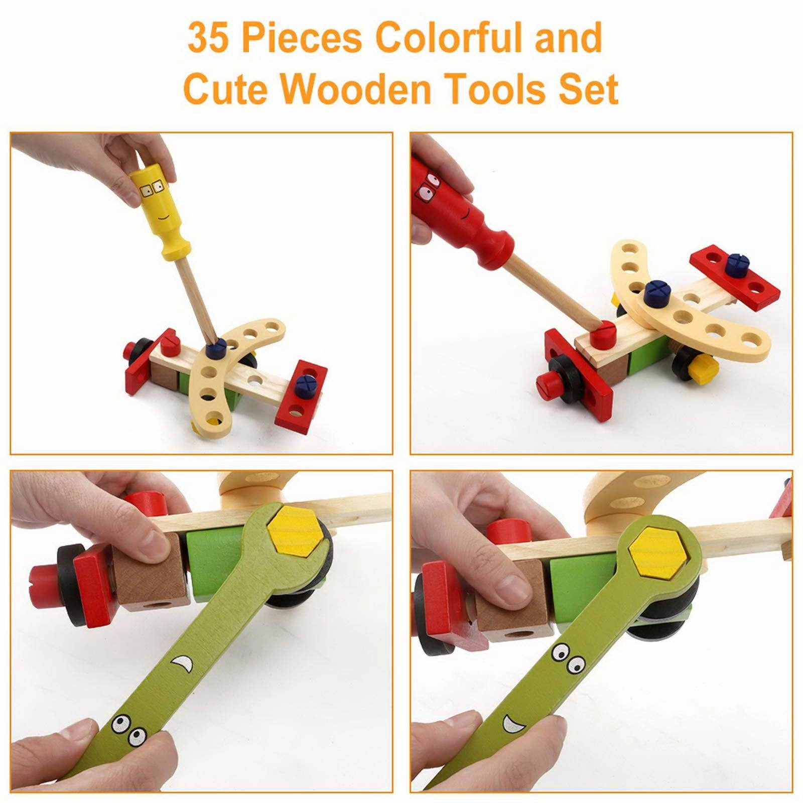 Tool Kit for Kids Wooden Tool Box Set Child's Carpenters Set