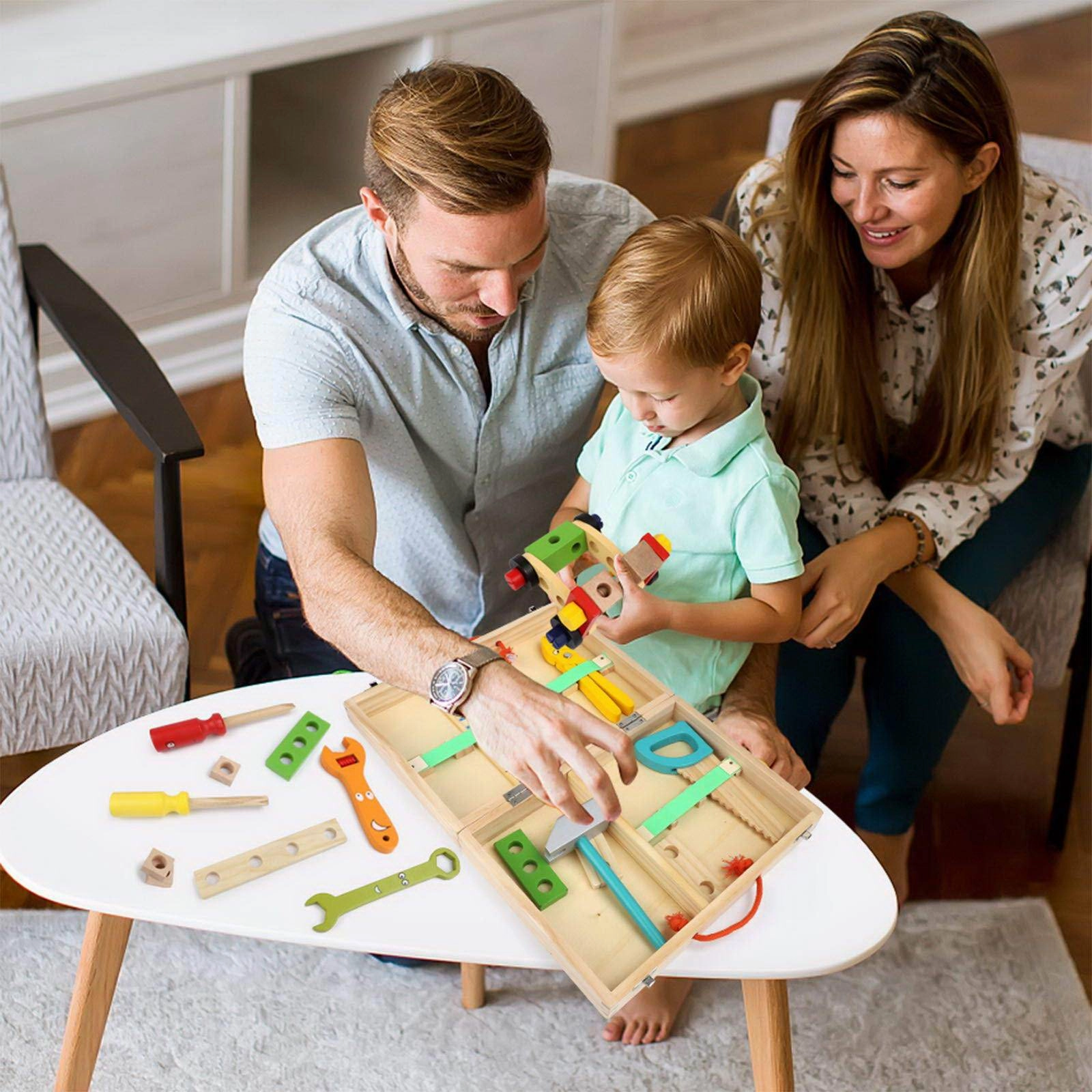 Tool Kit for Kids Wooden Tool Box Set Child's Carpenters Set