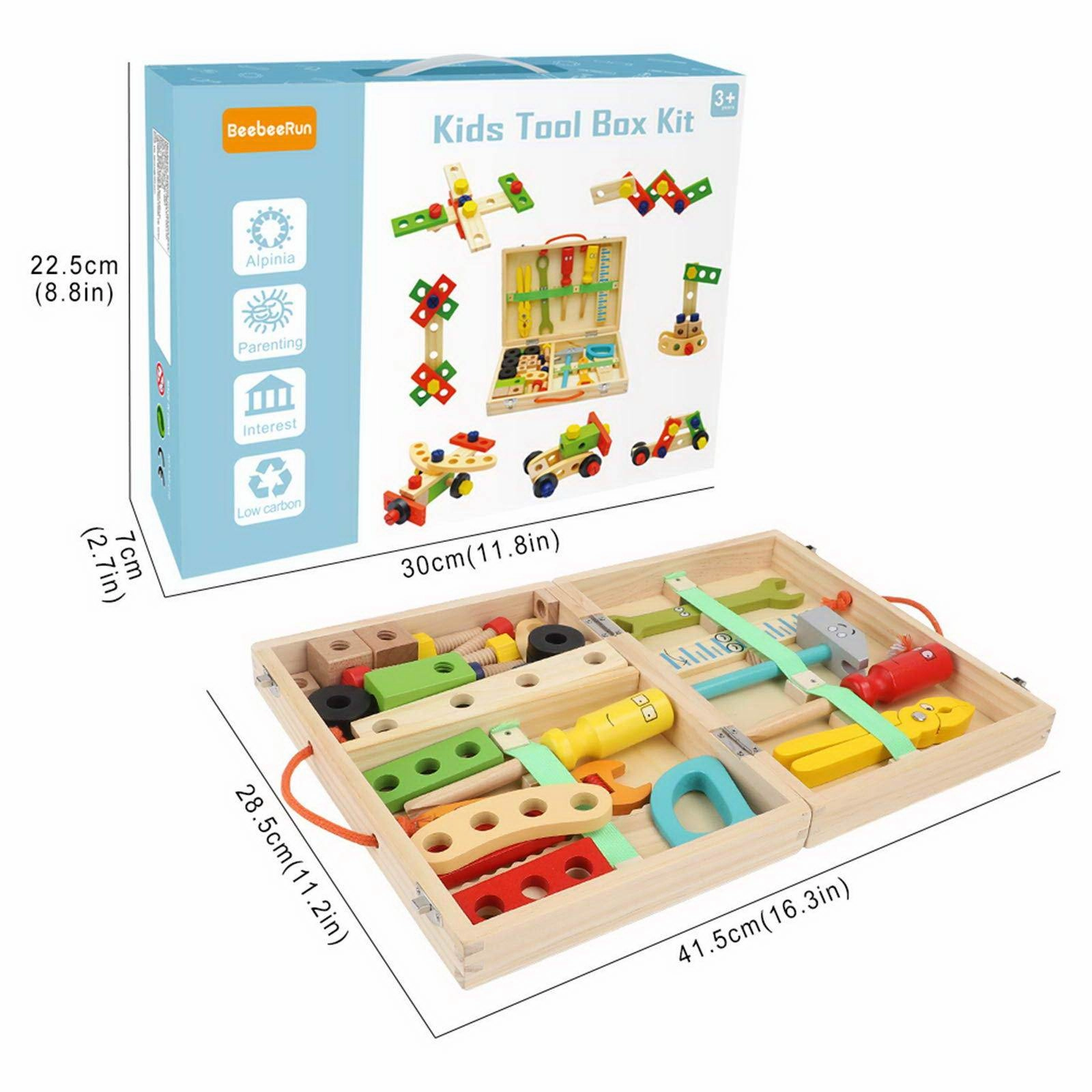 Tool Kit for Kids Wooden Tool Box Set Child's Carpenters Set