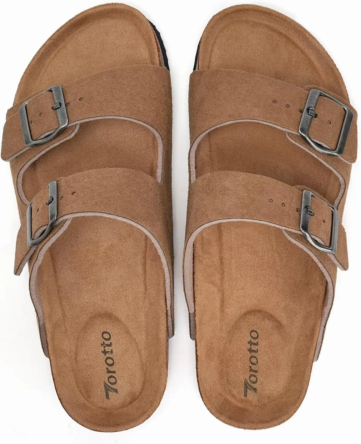 Torotto Womens Slides with Cork Footbed Open Toe Adjustable Webbing Flat Sandals for Walking | Beach | Indoor