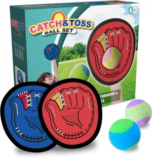 Toss and Catch Game Ball Set Beginner Baseball Training Glove - Premium Toy Paddle Fits All Hand Sizes Toddlers Teens & Adults, Fun Gift Idea for Boys & Girls Toddler Baseball Glove