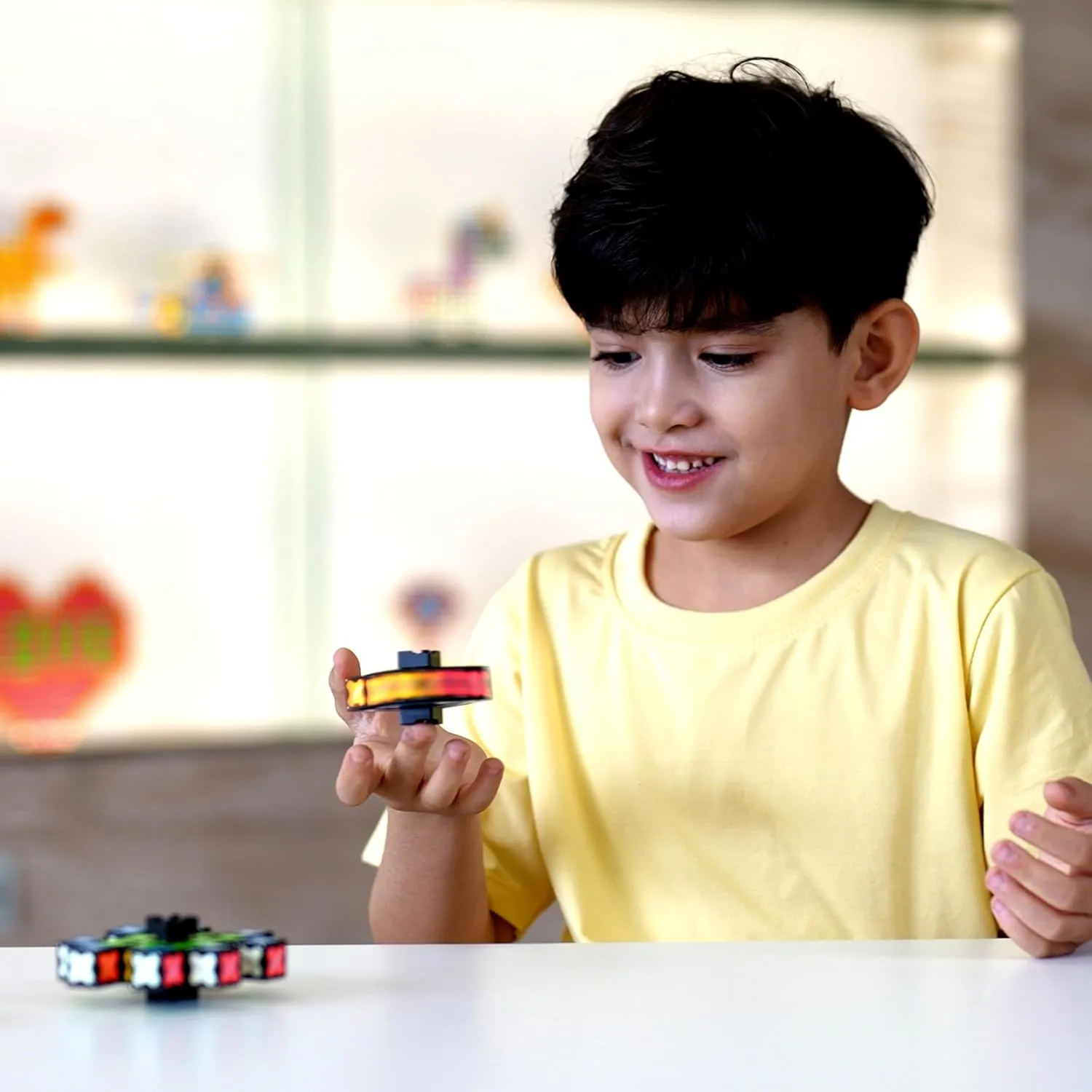 TOSY Magnet Fidget Spinner Glow - 16 Blocks, 4th of July Decorations, 3in1 Toy: Transformable Fidget Spinner, Infinity Cube, 2x2 Puzzle Cube, Glow, STEM Magnet Tiles Gift for Kids/Boys/Girls/Adults