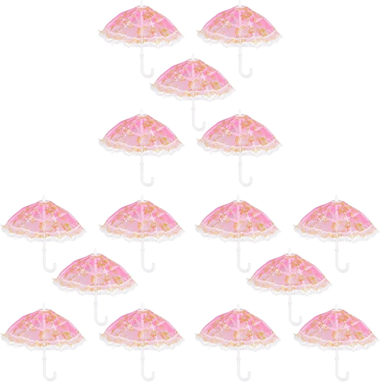 Totority Mini Umbrella Cute Doll Umbrella,15 Pcs Mini Parasol Toys Mini Lace Umbrella Beach Toys Small Parasol Prop Mini Vintage Umbrella Kids Play House Accessories Miniature Umbrella