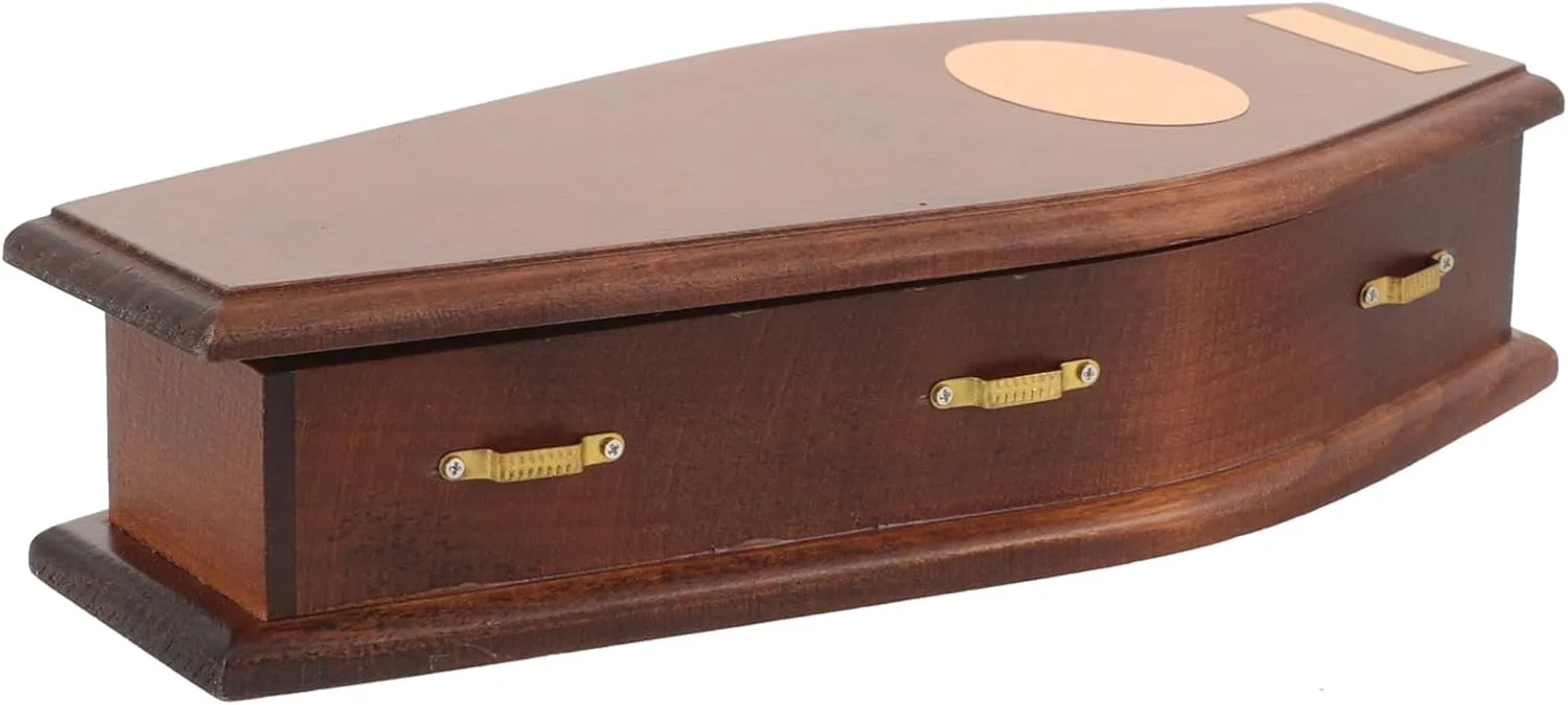 Totority Wooden Miniature Furniture for Dollhouse 1:12 Scale Miniature Coffin Decor Lifelike Mini Craft