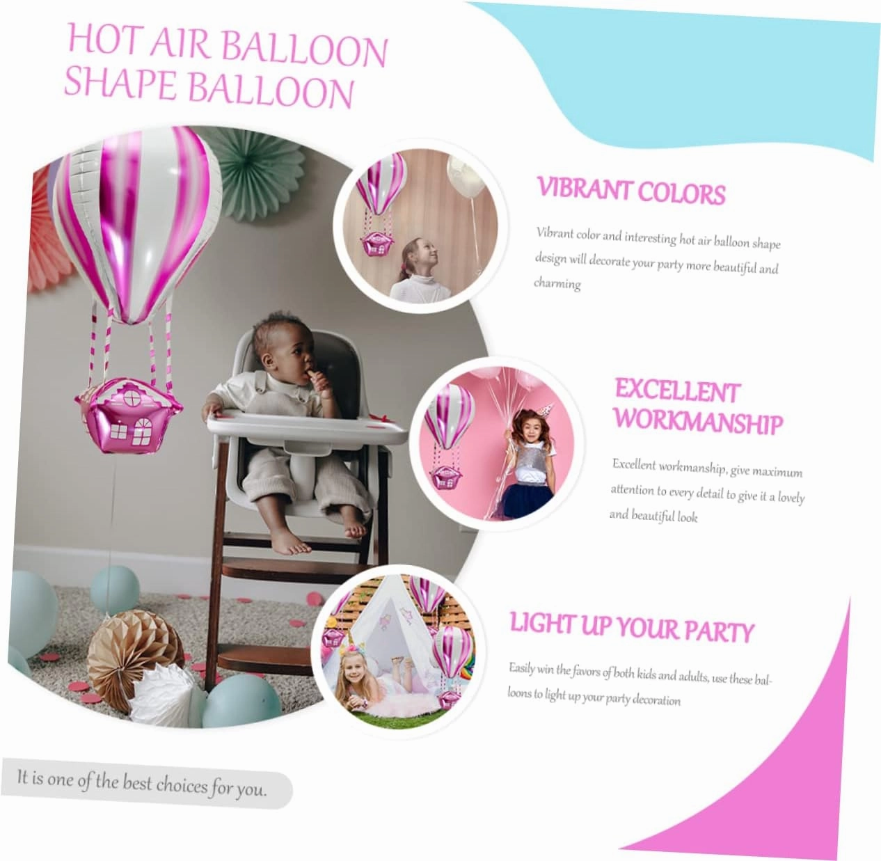 Totority 3sets Hot Air Balloon Aluminum Film Balloons Decorations for Birthday Party Wedding Baby Shower Photo Booth Props 4pcs*3
