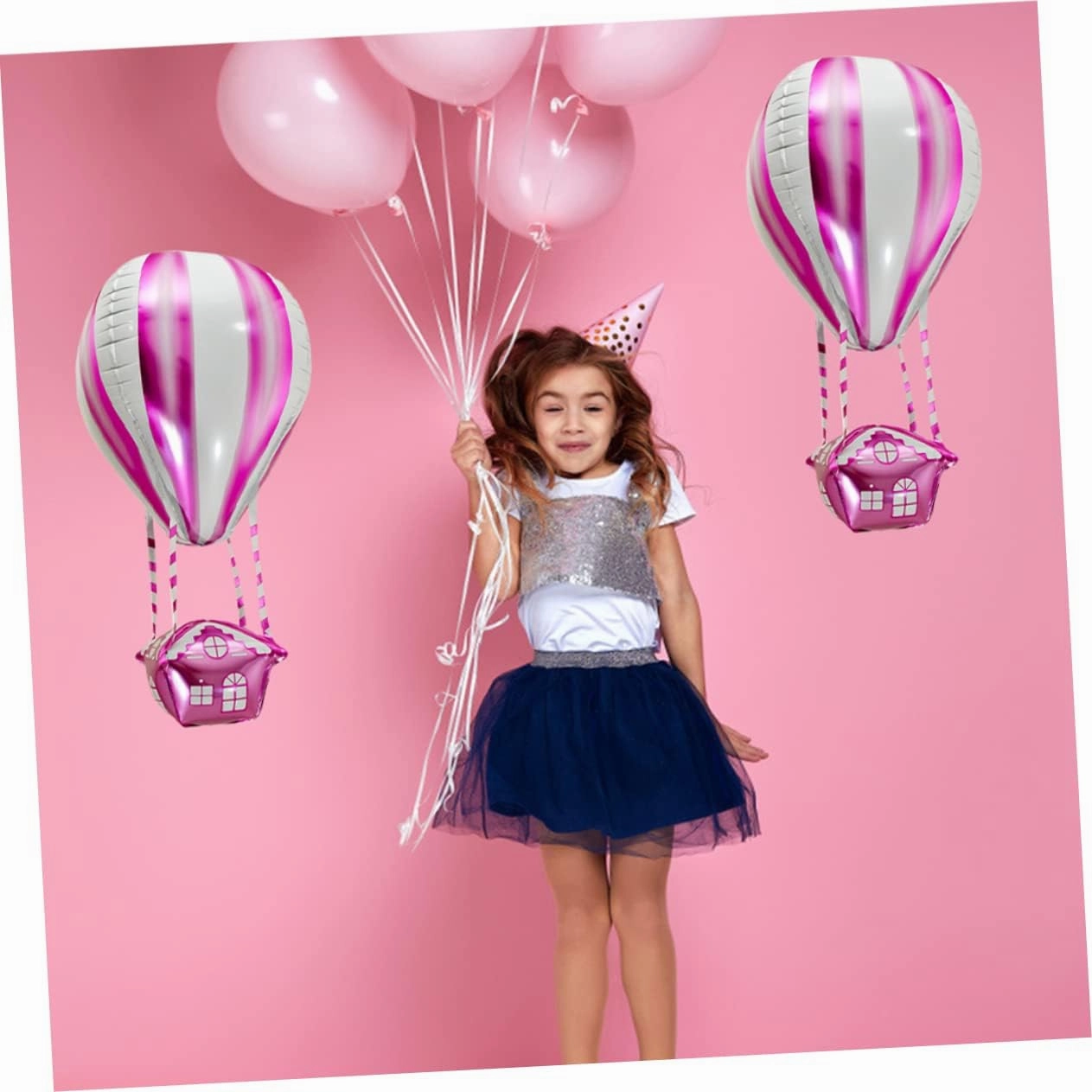Totority 3sets Hot Air Balloon Aluminum Film Balloons Decorations for Birthday Party Wedding Baby Shower Photo Booth Props 4pcs*3