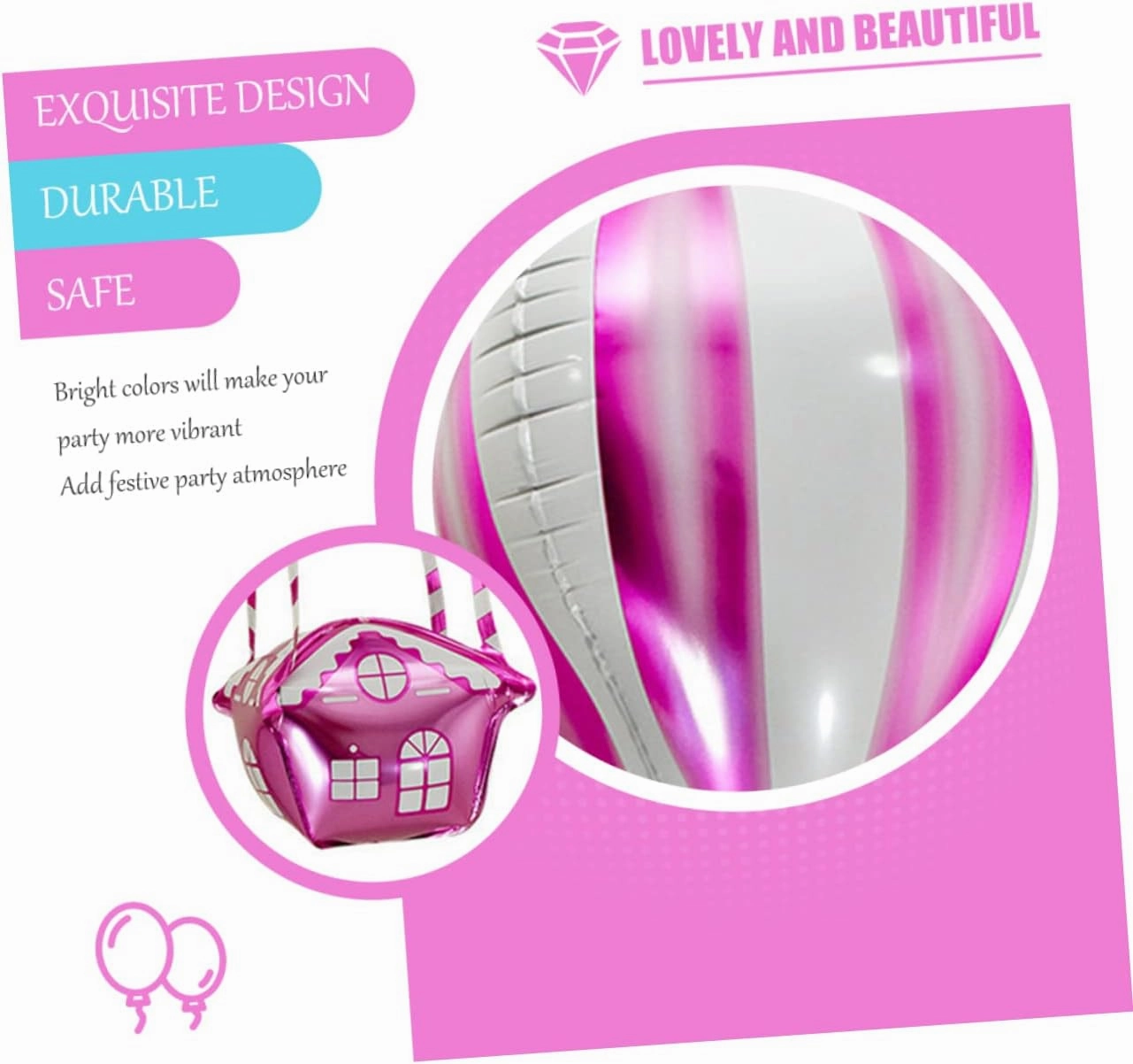 Totority 3sets Hot Air Balloon Aluminum Film Balloons Decorations for Birthday Party Wedding Baby Shower Photo Booth Props 4pcs*3