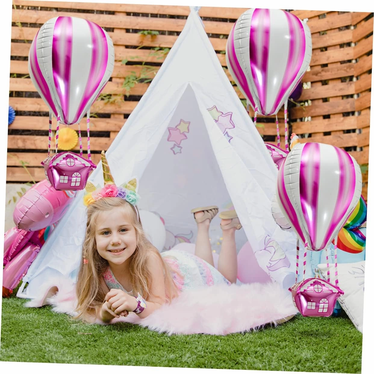Totority 3sets Hot Air Balloon Aluminum Film Balloons Decorations for Birthday Party Wedding Baby Shower Photo Booth Props 4pcs*3