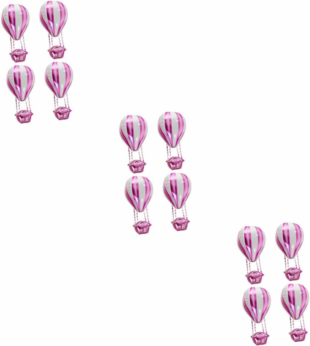 Totority 3sets Hot Air Balloon Aluminum Film Balloons Decorations for Birthday Party Wedding Baby Shower Photo Booth Props 4pcs*3