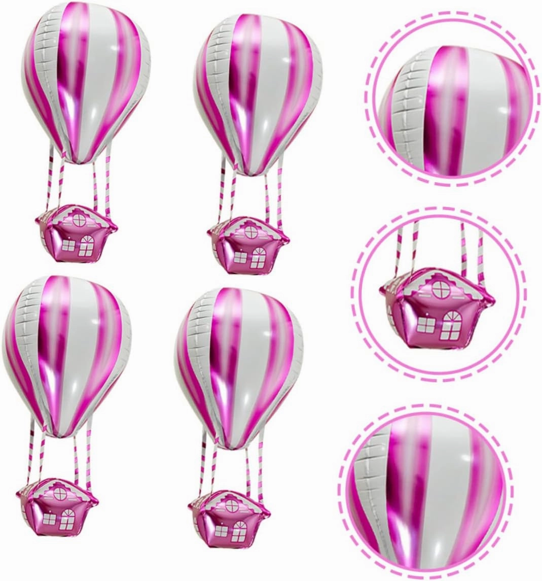 Totority 3sets Hot Air Balloon Aluminum Film Balloons Decorations for Birthday Party Wedding Baby Shower Photo Booth Props 4pcs*3